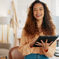 A woman showing retail trends