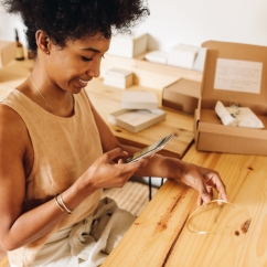 Jewelry marketing while sitting at a table