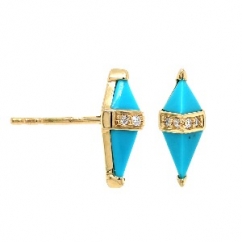 Turquoise and Diamond Pietra Studs